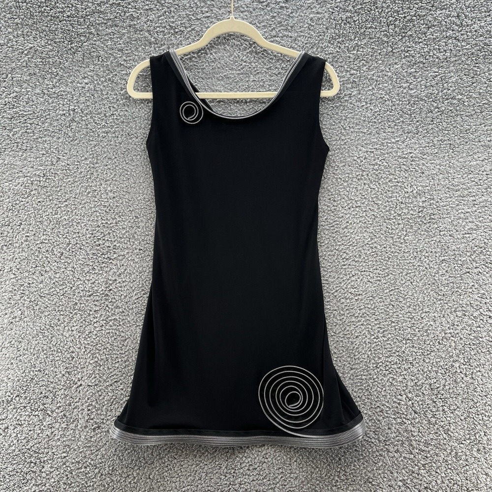 Sohung Designs Dress Womens Medium Black Silver Zipper Rosette Party Mini USA